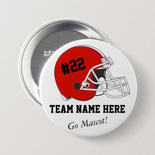 Red Black Football Helmet・ Custom Button (Vorne & Hinten)