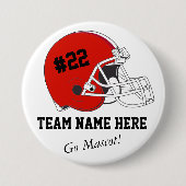 Red Black Football Helmet・ Custom Button (Vorderseite)