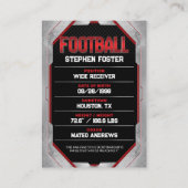Red & Black Football Trading Card Football Player Telefonnummerkarte (Rückseite)