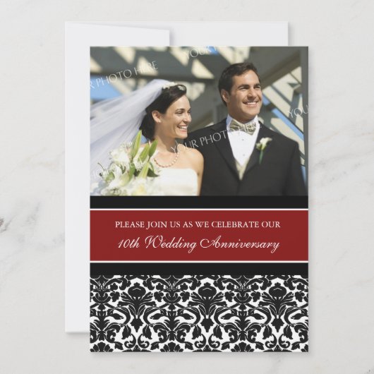 Red Black Foto 10. Jubiläum Party Einladung (Vorderseite)
