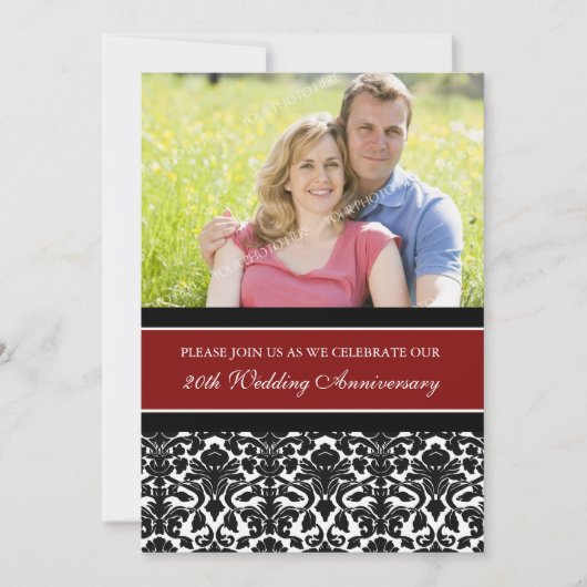 Red Black Foto 20-jährige Party Einladung (Vorderseite)