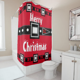 Red Black Frohe Weihnachten Duschvorhang