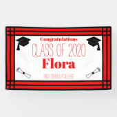 Red Black Geometric Graduation Party Banner (Horizontal)