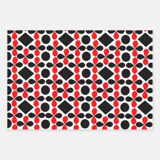 Red Black Geometric Modern Festival Geschenkpapier Set (Vorderseite 3)