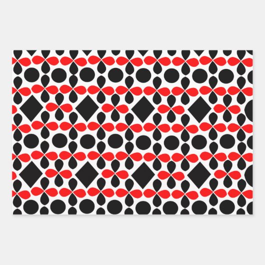 Red Black Geometric Modern Festival Geschenkpapier Set (Vorderseite)