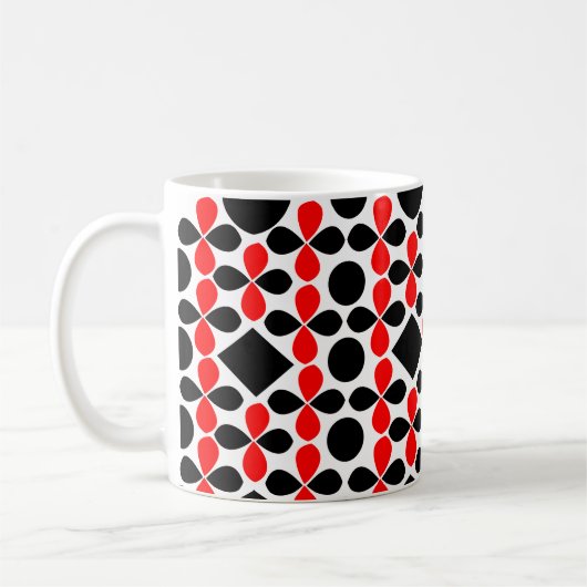 Red Black Geometric Pattern Kaffeetasse (Links)