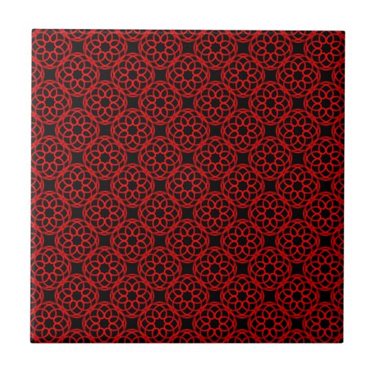 Red Black Geometric Seamless Pattern Fliese (Vorderseite)