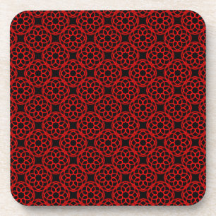 Red Black Geometric Seamless Pattern Getränkeuntersetzer