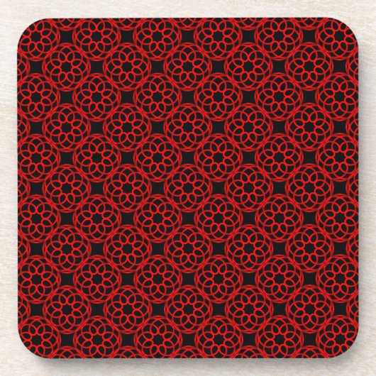 Red Black Geometric Seamless Pattern Getränkeuntersetzer (Vorderseite)