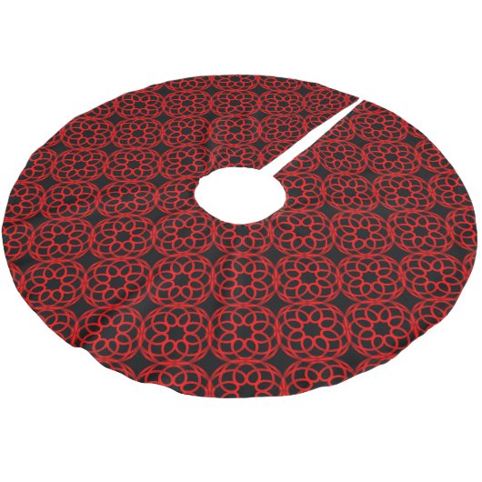 Red Black Geometric Seamless Pattern Polyester Weihnachtsbaumdecke (Schrägansicht)
