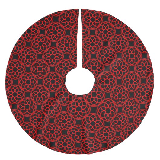 Red Black Geometric Seamless Pattern Polyester Weihnachtsbaumdecke (Vorderseite)