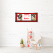 Red Black Geometric Two Fotos Abschluss Banner (Insitu)