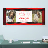 Red Black Geometric Two Fotos Abschluss Banner (Messe)