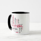 Red Black Georgia Word Art Tasse (Vorderseite Links)