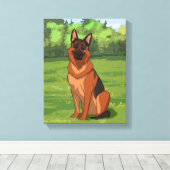 Red & Black German Shepherd GSD Leinwanddruck (Insitu (Holzboden))