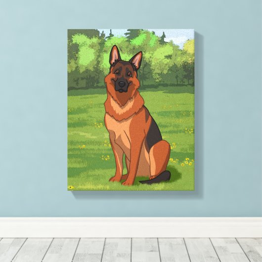 Red & Black German Shepherd GSD Leinwanddruck (Insitu (Holzboden))