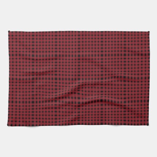 Red Black Gingham Kariert Pattern Geschirrtuch (Horizontal)