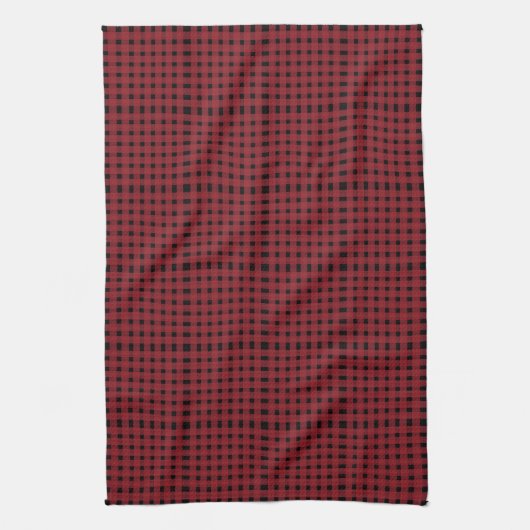 Red Black Gingham Kariert Pattern Geschirrtuch (Vertikal)