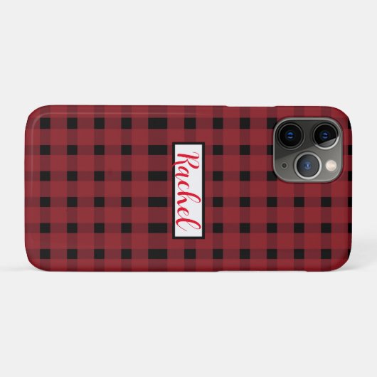 Red Black Gingham Personalisiert Case-Mate iPhone Hülle (Rückseite (Horizontal))