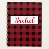 Red Black Gingham Personalisiert Planer (Vorderseite)
