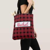 Red Black Gingham Personalisiert Tote Bag Tasche (Von Nahem)