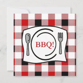 Red Black Gingham Tableclout GRILLEN Einladung