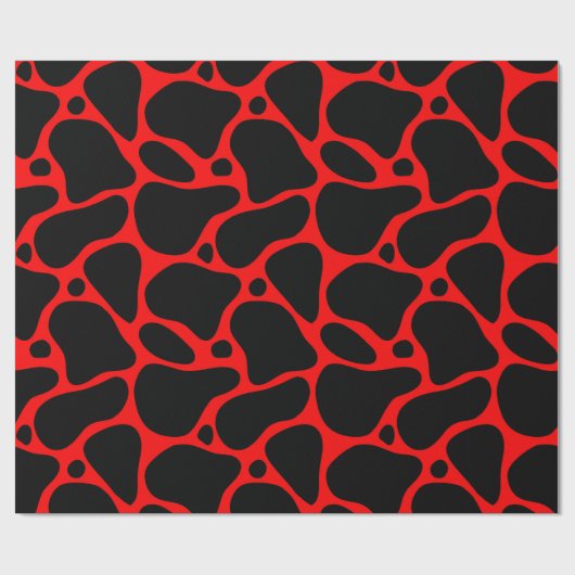 Red & Black Giraffe Muster Geschenkpapier (Flach)