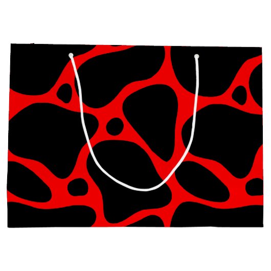 Red & Black Giraffe Muster Große Geschenktüte (Rückseite)