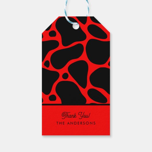Red & Black Giraffe Pattern Geschenkanhänger (Rückseite)
