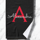 Red Black Girl Script Monogram Name Handtuch<br><div class="desc">Schwarz und Rot einfaches Skript Monogram Name Bath Handtuch. Das macht den perfekten 16 Geburtstag,  Hochzeit,  Brautparty,  Jubiläum,  Babydusche oder Junggeselinnen-Abschied Geschenk für jemanden,  der Lieben glamourösen Luxus und schicke Stile.</div>