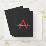 Red Black Girl Script Monogram Name Modern Bewerbungsmappe<br><div class="desc">Schwarz und Rot Einfach Modernes Script Monogram Name Pocket Ordner. Das macht den perfekten 16 Geburtstag,  Hochzeit,  Brautparty,  Jubiläum,  Babydusche oder Junggeselinnen-Abschied Geschenk für jemanden,  der Lieben glamourösen Luxus und schicke Stile.</div>