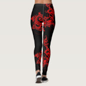 Red & Black Girl Wirbel Design Leggings (Rückseite)