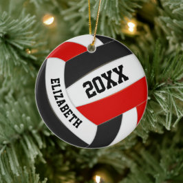 Red Black Girls Boys Team Volleyball Keramik Ornament
