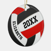 Red Black Girls Boys Team Volleyball Keramik Ornament (Links)