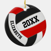 Red Black Girls Boys Team Volleyball Keramik Ornament (Hinten)