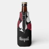 Red Black Glitzer Vegas Bridesmaid Flasche Cooler Flaschenkühler (Flasche Rückseite)