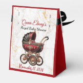 Red Black Gold African Princess Royal Baby Dusche Geschenkschachtel (Rückseite)