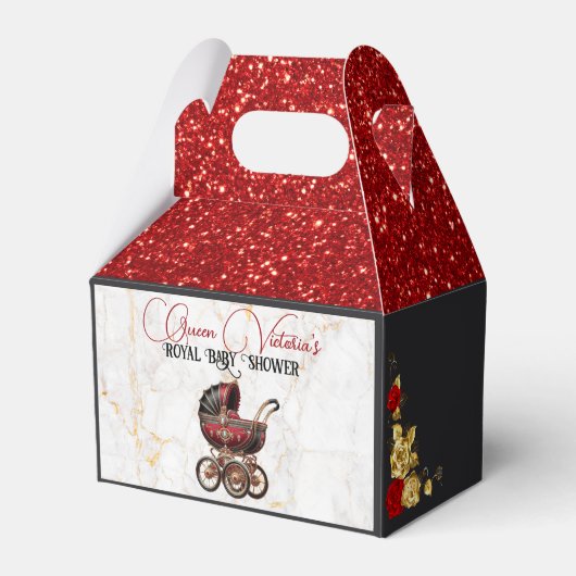 Red Black Gold African Princess Royal Baby Dusche Geschenkschachtel (Rückseite)