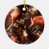 Red Black Gold Alcohol Tinte Abstrakt Keramik Ornament (Vorne)