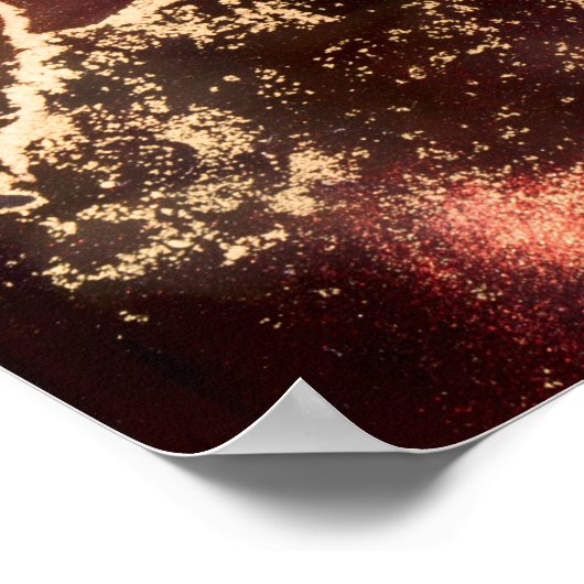 Red Black Gold Alcohol Tinte Abstrakt Poster (Ecke)