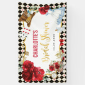 Red Black Gold Alice im Wunderland Brautparty Banner (Vertikal)