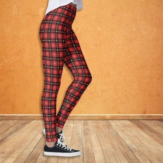 Red Black Gold Buffalo Kariert Leggings