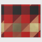 Red Black Gold Buffalo Kariert Rustikaler Urlaub Geschenkpapier (Flach)