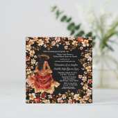 Red Black Gold Charra Quinceñera Einladung (Stehend Vorderseite)