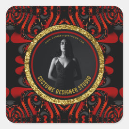 Red Black + Gold Dark Artistry Business Promo Self Quadratischer Aufkleber