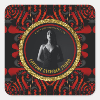 Red Black + Gold Dark Artistry Business Promo Self Quadratischer Aufkleber