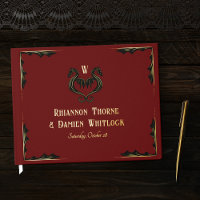 Red Black Gold Dragon Monogram Fantasy Wedding