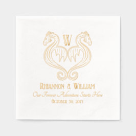 Red Black Gold Dragon Monogram Fantasy Wedding Servietten Mit Folie