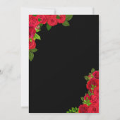Red Black & Gold Elegante Rose Quinceanera Einladung (Rückseite)