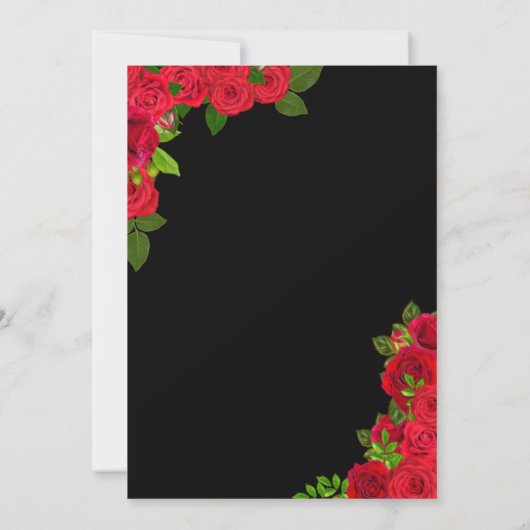 Red Black & Gold Elegante Rose Quinceanera Einladung (Rückseite)